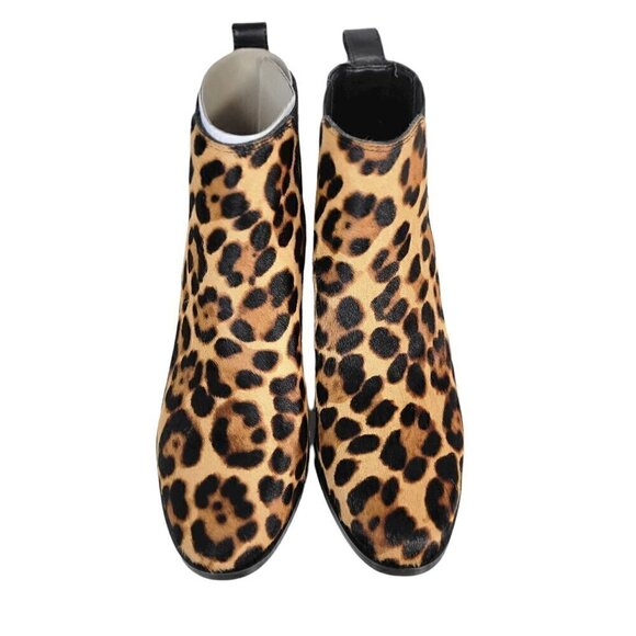 Leopard Animal Print Leather Chelsea Ankle Boots Booties Women | Size 6 - Picture 6 of 16
